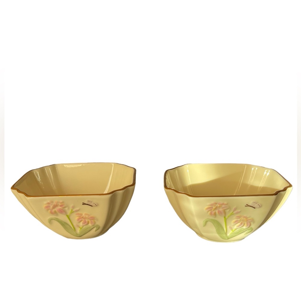 Lenox Classic China Lily 2 Bowls 24kt Gold Accents Rim Jewelry Candy Nut Holder